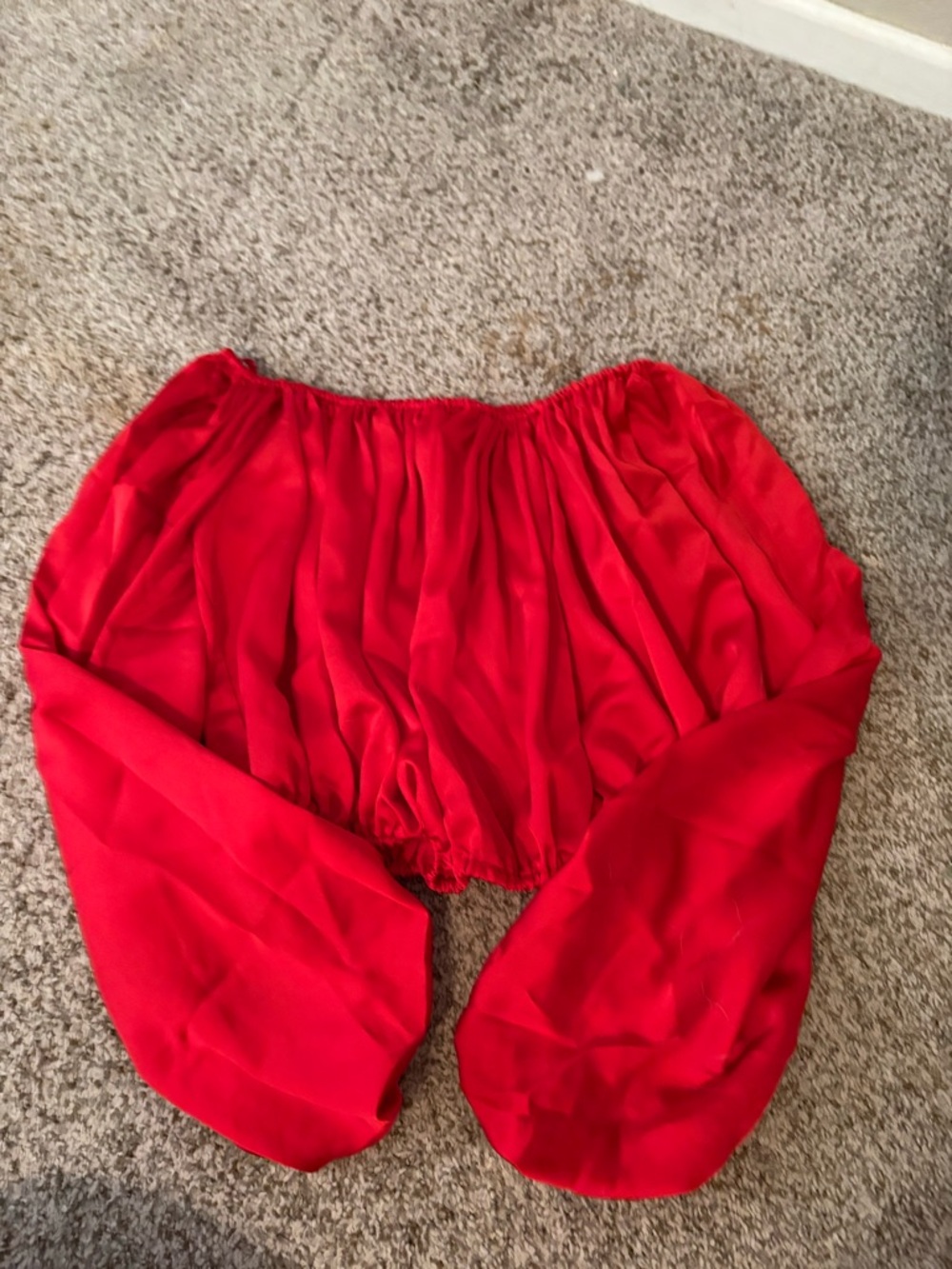 Red Off-Shoulder Peasant Blouse